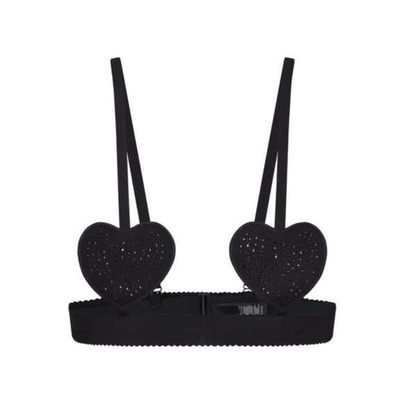 SKIMS Other - SKIMS JELLY SHEER RHINESTONE HEART BRALETTE ONYX LARGE NWT